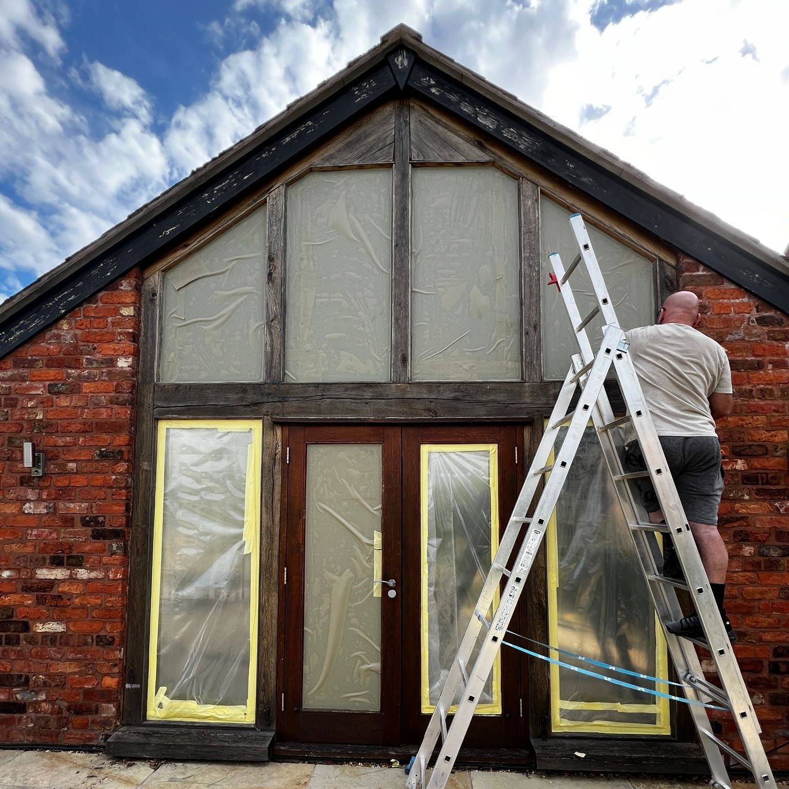 Stone outbuilding paint removed