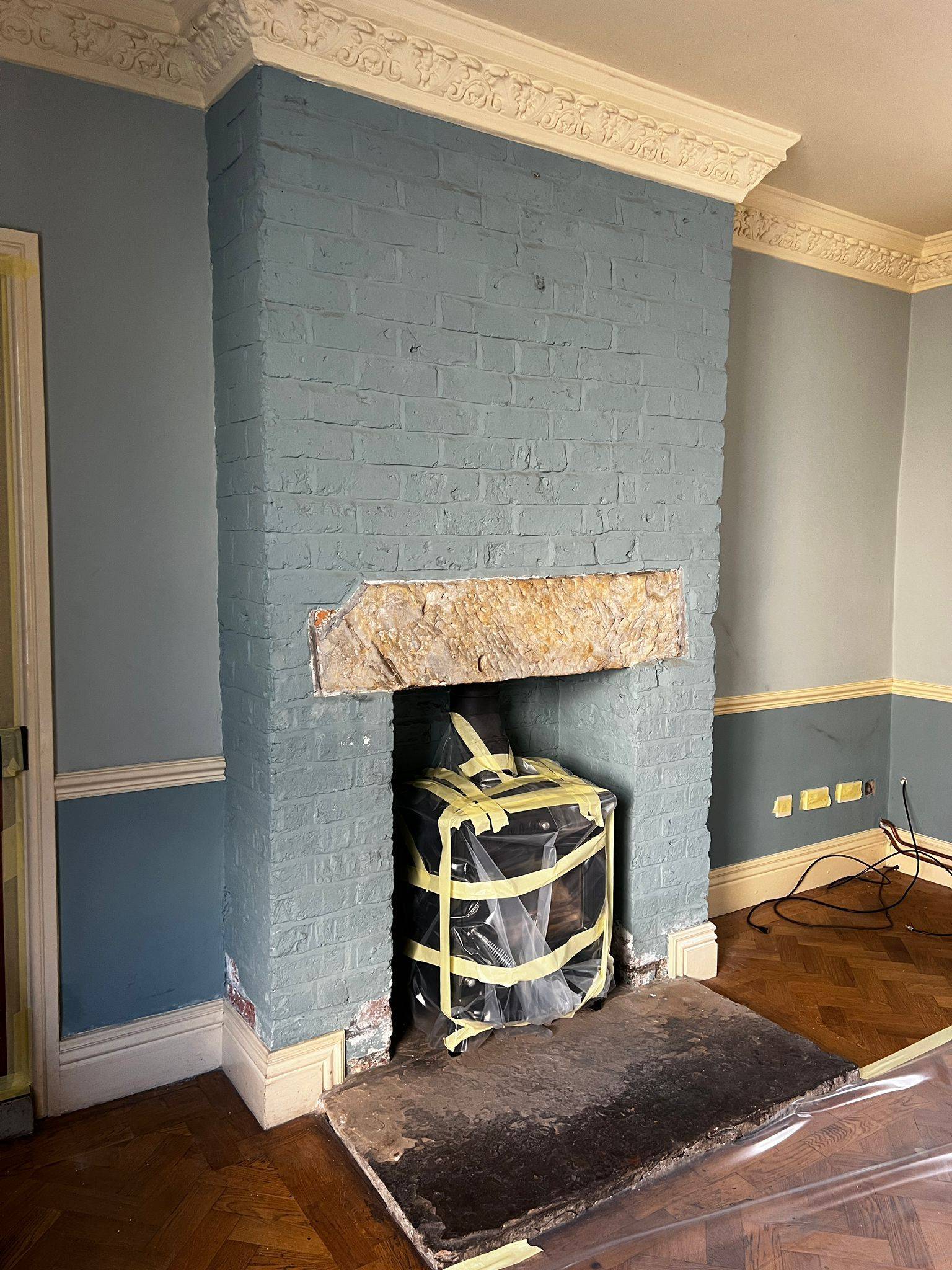 Brick fireplace restoration