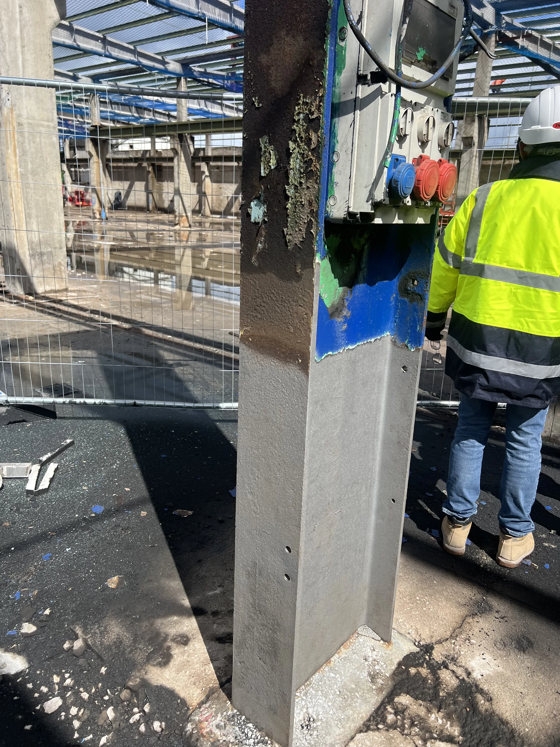 Structural Steel Column Coating Removal